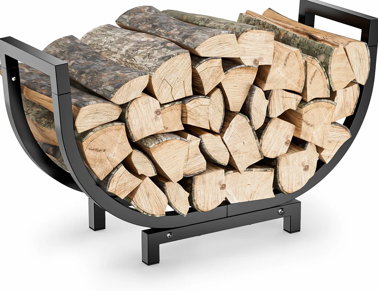 Leñero metálico para interior y exterior. Almacenamiento práctico para leña de chimenea. Mantiene la leña ordenada, seca y ventilada. Ideal para jardín y fogatas(Espesamiento tipo C).
