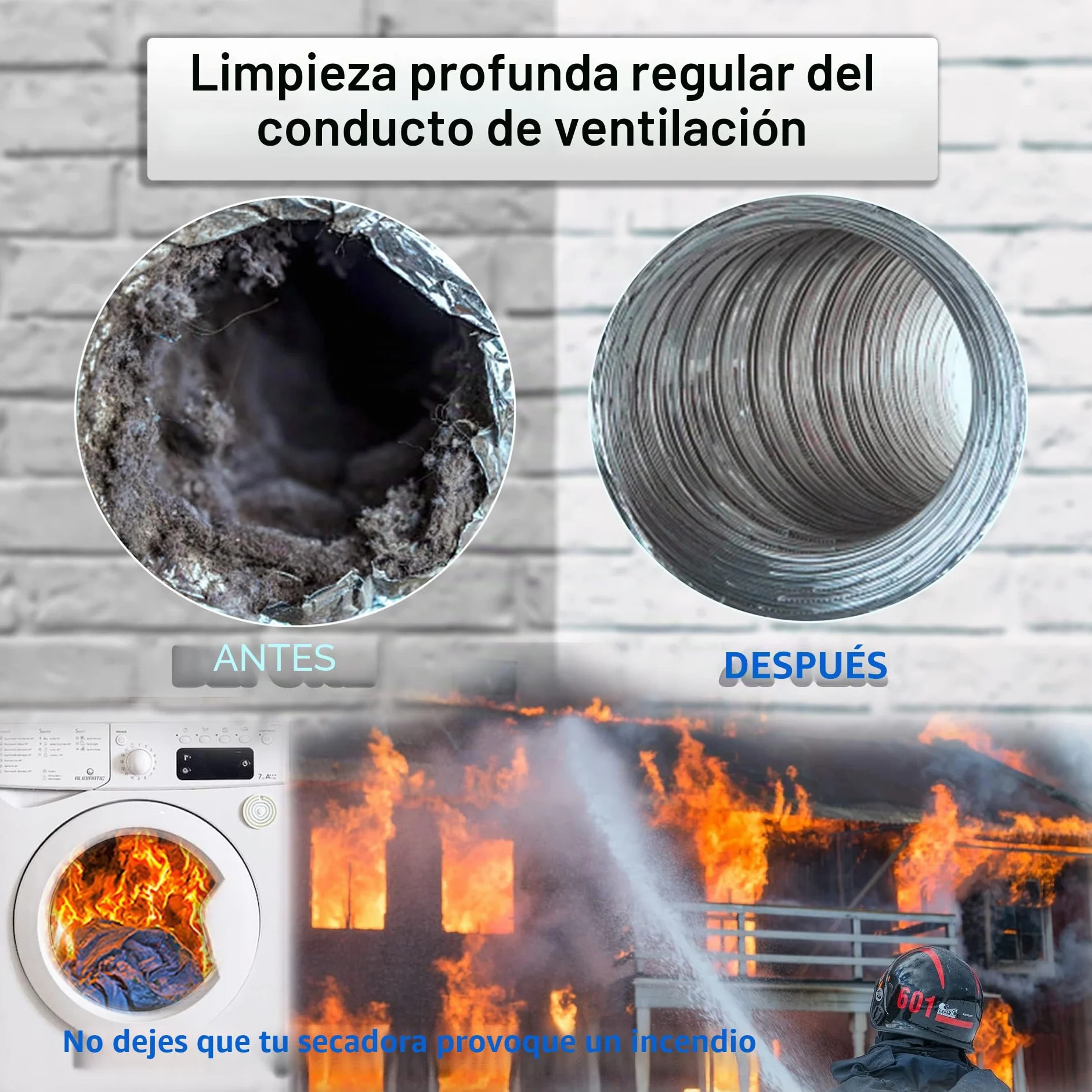 Cepillo para Chimenea, Cepillo para Limpiar Chimeneas para Limpieza Chaminé Conductos Ventilacióntubería Hollin, Tubos de Estufa(6 Varillas &1 Cabezales Cepillo/Uso con o sin Taladro eléctrico)