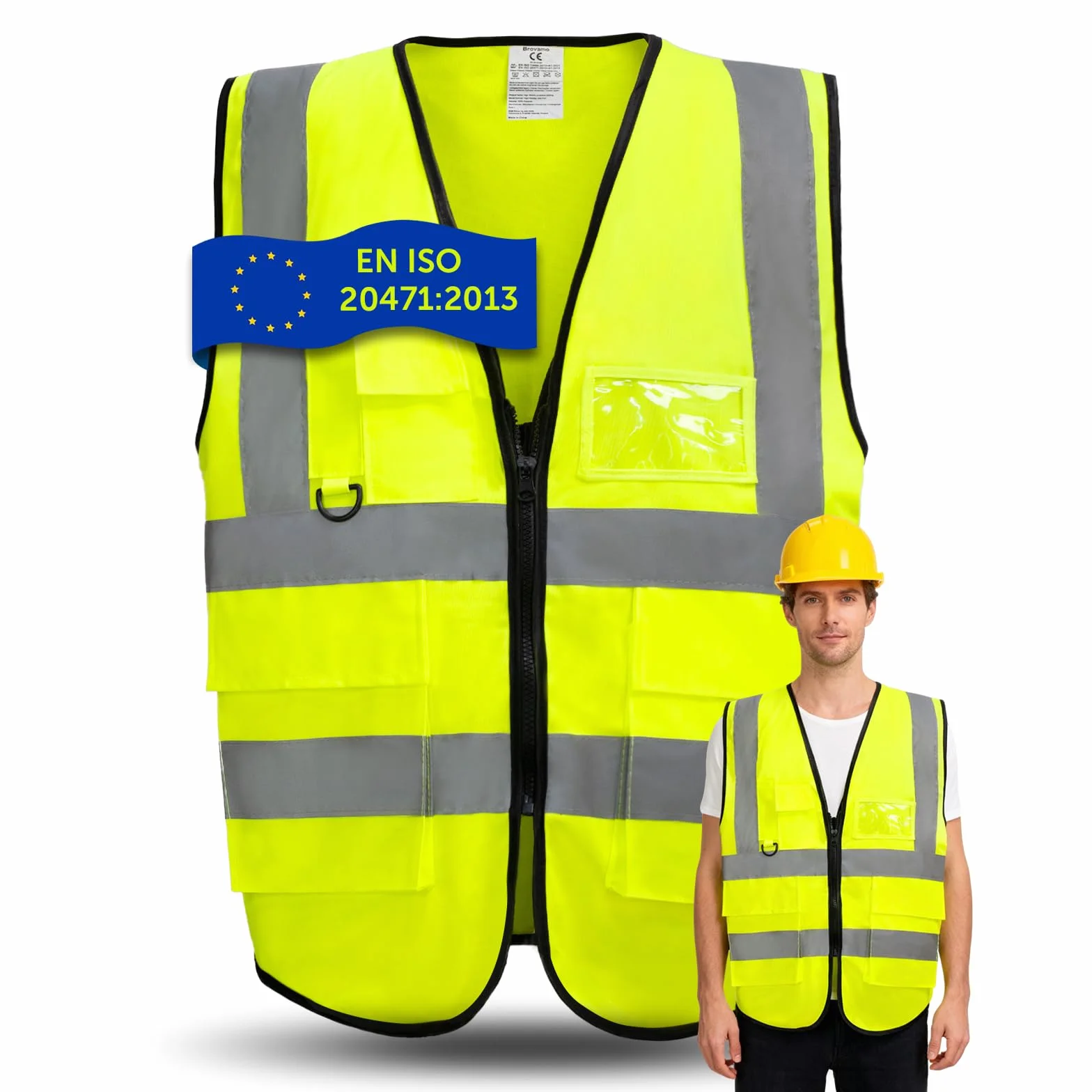 Chaleco Seguridad de Alta Visibilidad | Chaleco Reflectante Multibolsillos | Chaleco Trabajo Reflectante 3 Tamaños - Adecuado para Obras de Construcción, Coches y Motocicletas (L)