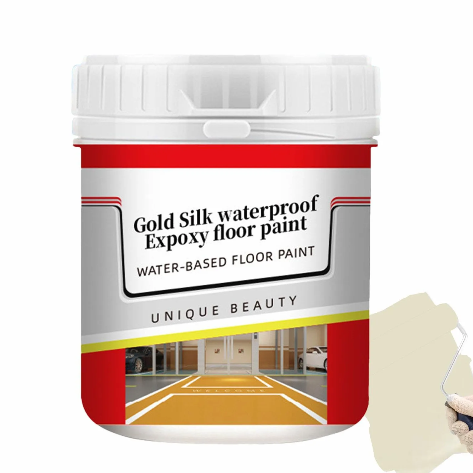 Pintura para suelos de hormigón, pintura para suelos epoxi antideslizante a base de agua, cubierta de suelo fiable y exterior bloqueará el aire y el agua. Pintura de resina epoxi para sellado de
