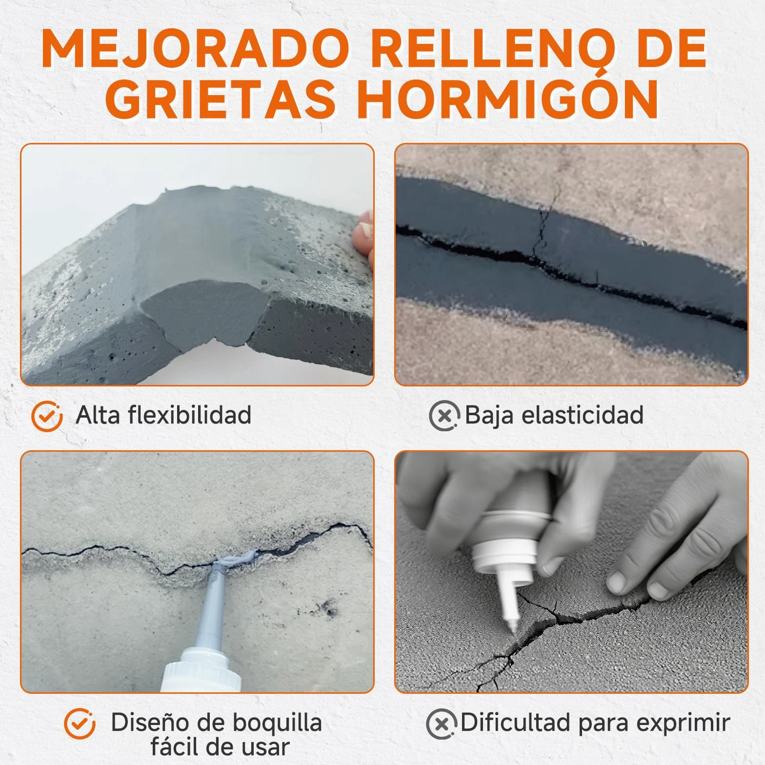 Relleno de grietas de hormigón, relleno de grietas de cemento para cargas pesadas, sellador de hormigón autonivelante para calzada, acera, terraza, adhesivo sellador impermeable para exteriores, gris
