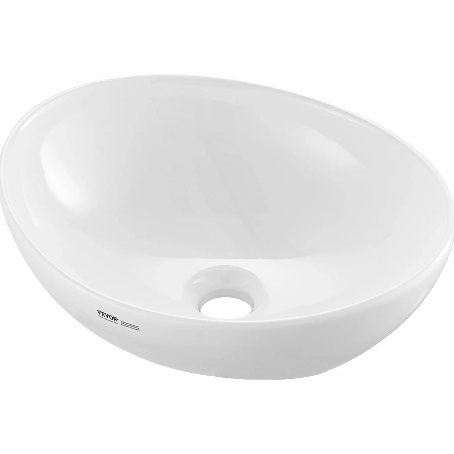VEVOR - Fregadero ovalado, encimera de lavabo de 16 x 13.4 pulgadas, fregaderos de baño de cerámica blanca encima del mostrador, fregadero con estilo moderno, bien empaquetado para baño, hotel,