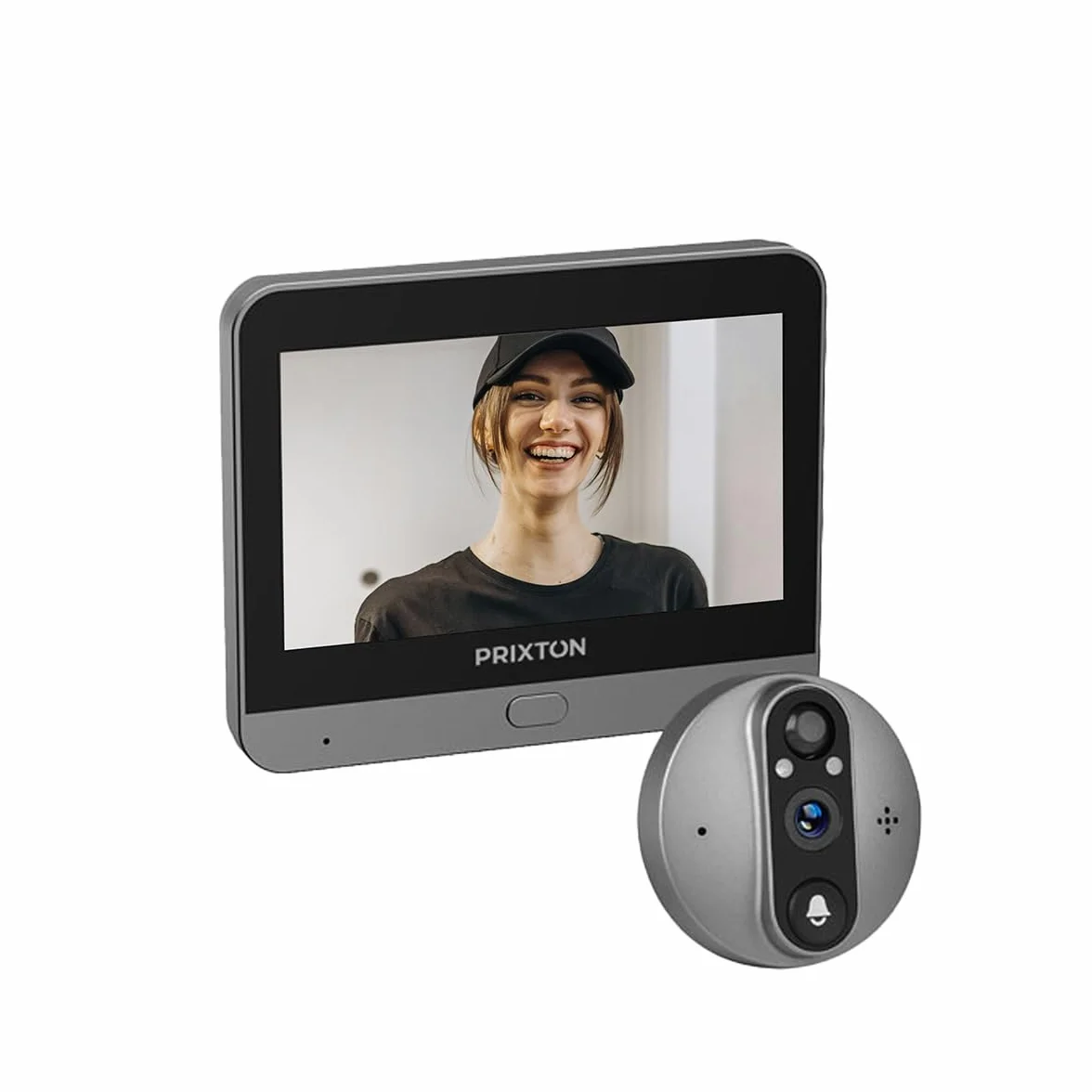 PRIXTON Mirilla Digital Smart Guard DV50, Pantalla a Color de 4,3", WiFi y App móvil, Visión Nocturna, Detector de Movimiento PIR, Audio bidireccional, Tarjeta SD de hasta 64GB, 3 Meses de Autonomía