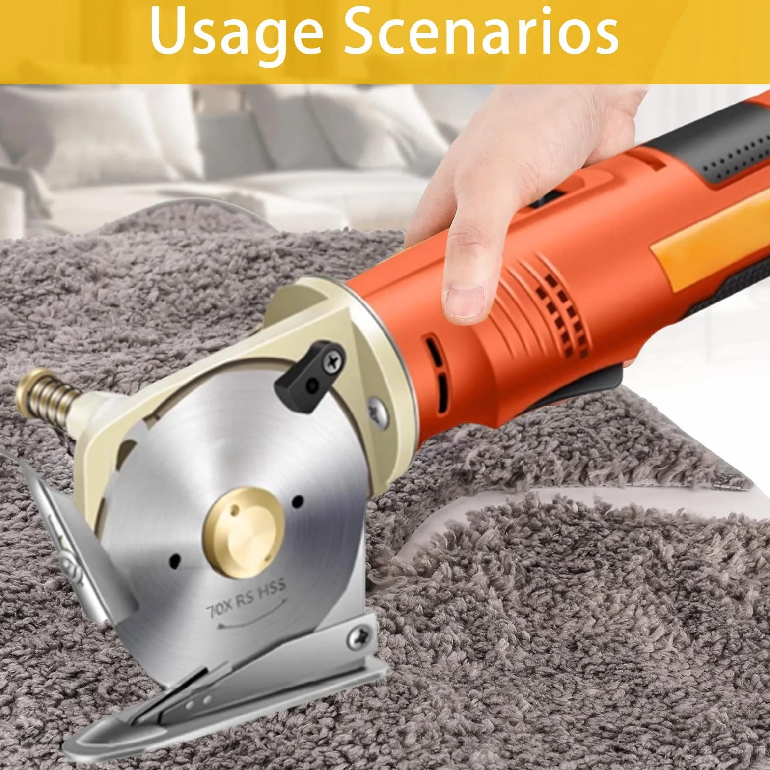 Cortadora Cartón, Cortadora Tela Eléctrica Inalámbrica 2*2000 Mah Batería 12V 240W Tamaño Cuchilla 70 Mm 25 Mm Grosor Máximo Corte Incluye 2 Cuchillas Repuesto (3 En Total) Para Tela Alfombra Y Tela