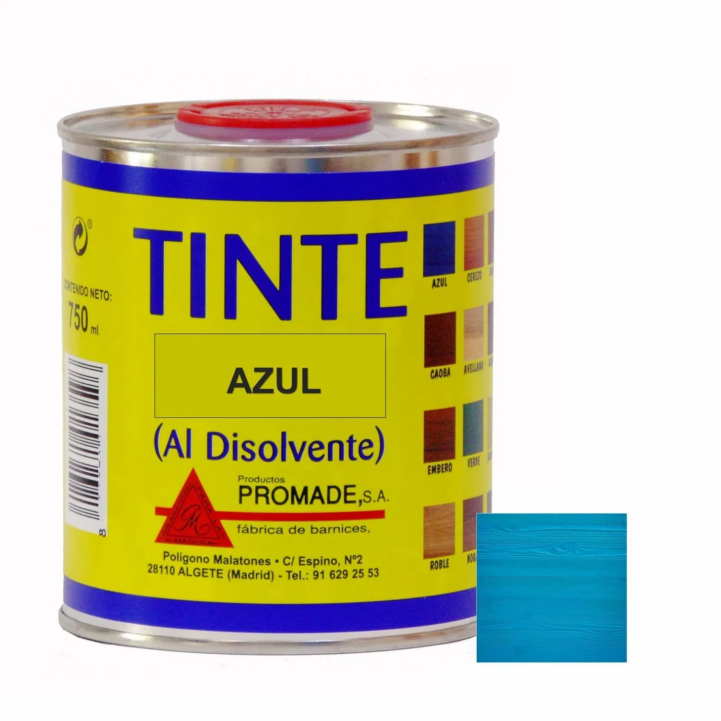 Promade - Tinte al disolvente para teñir la madera. Tonos de madera y colores vivos y modernos (750 ml, Azul)