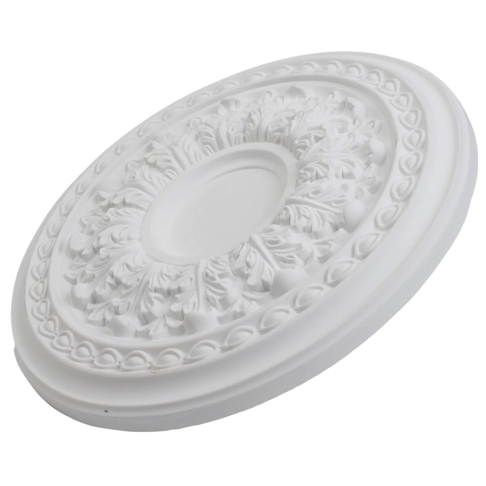 Roseta de estuco para techo, de poliuretano, redonda, 26 cm/35 cm, color blanco, decorativo para el techo (35 cm)