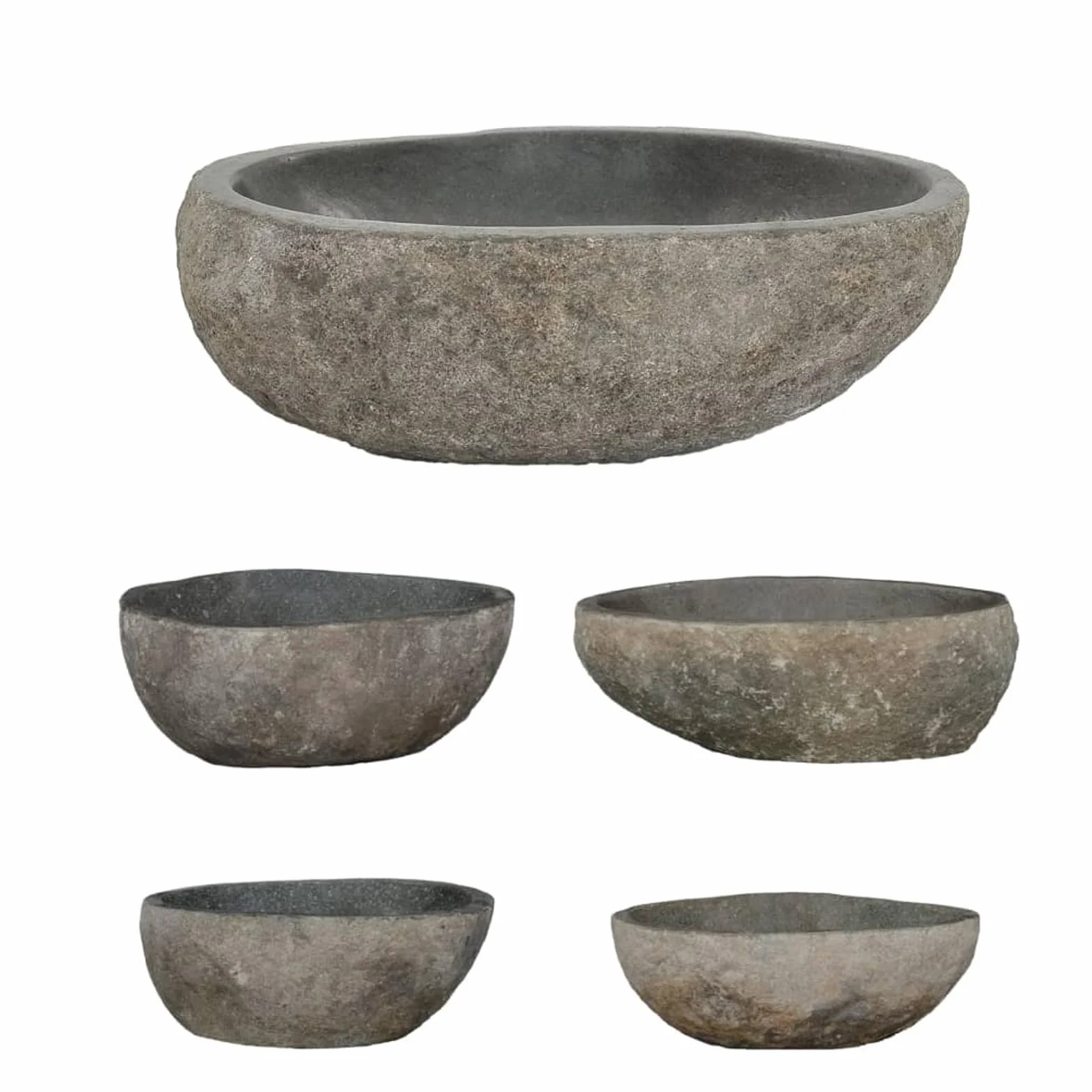 ZEYUAN Lavabo de Piedra de Río Ovalado 29-38 cm, Fregadero Sobre Encimera, Lavamanos para Baño, Lavatorio Casa De Banho