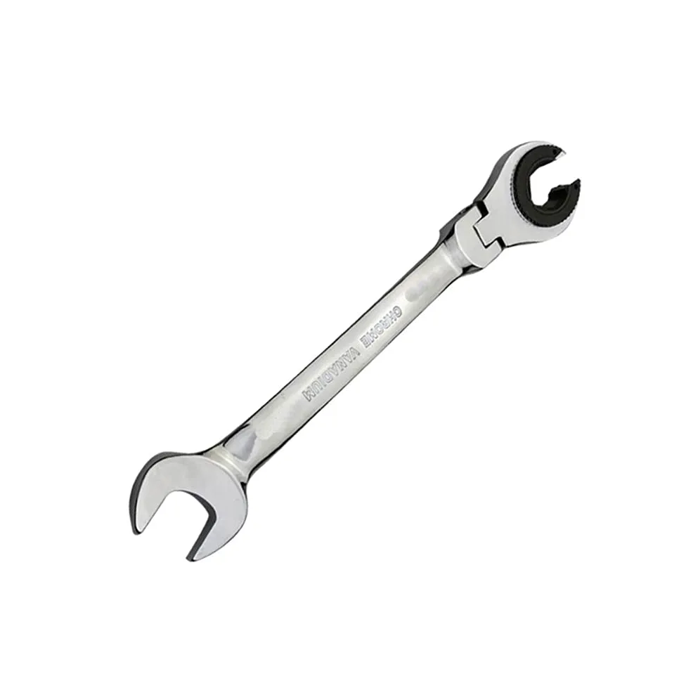 Llave de tubo de 10 mm de trinquete de cabeza flexible de aceite métrico flexible doble llave de extremo abierto espejo pulido llave de tuerca acampanada para herramientas manuales