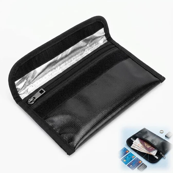 Bolsa para documentos ignífuga e impermeable diseñada para ofrecer una protección fiable de objetos importantes como pasaportes, dinero en efectivo, tarjetas, certificados y otros documentos personale